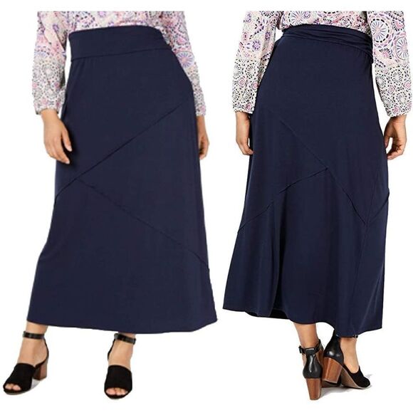 Style & Co Navy Blue Surplice Navy Skirt 1x Nwt - Picture 1 of 8